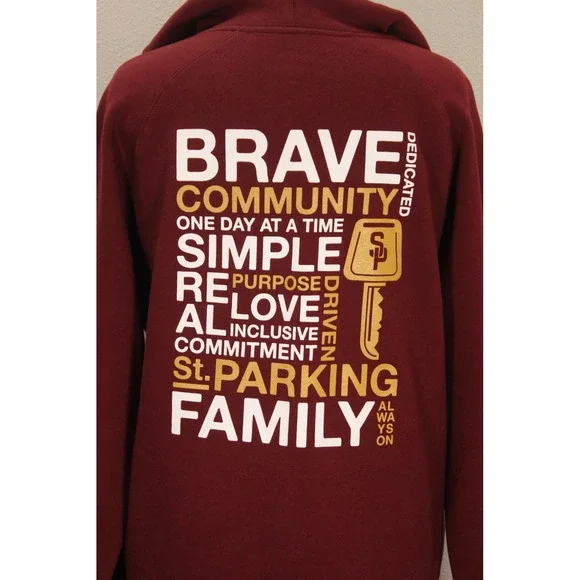 Street Parking Community Print Hoodie Unisex Size Large Fleece Gym Pullover - Picture 4 of 8